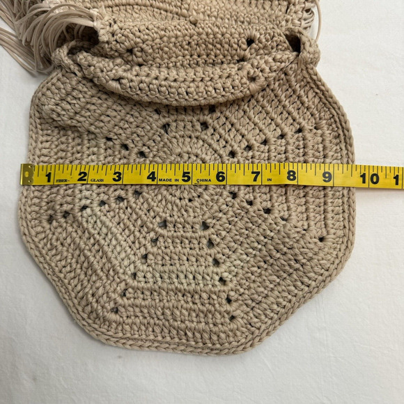Bohemian Crochet Purse Hippy Boho Knit Fringe CottageCore Bag Festival Festival - Picture 9 of 13